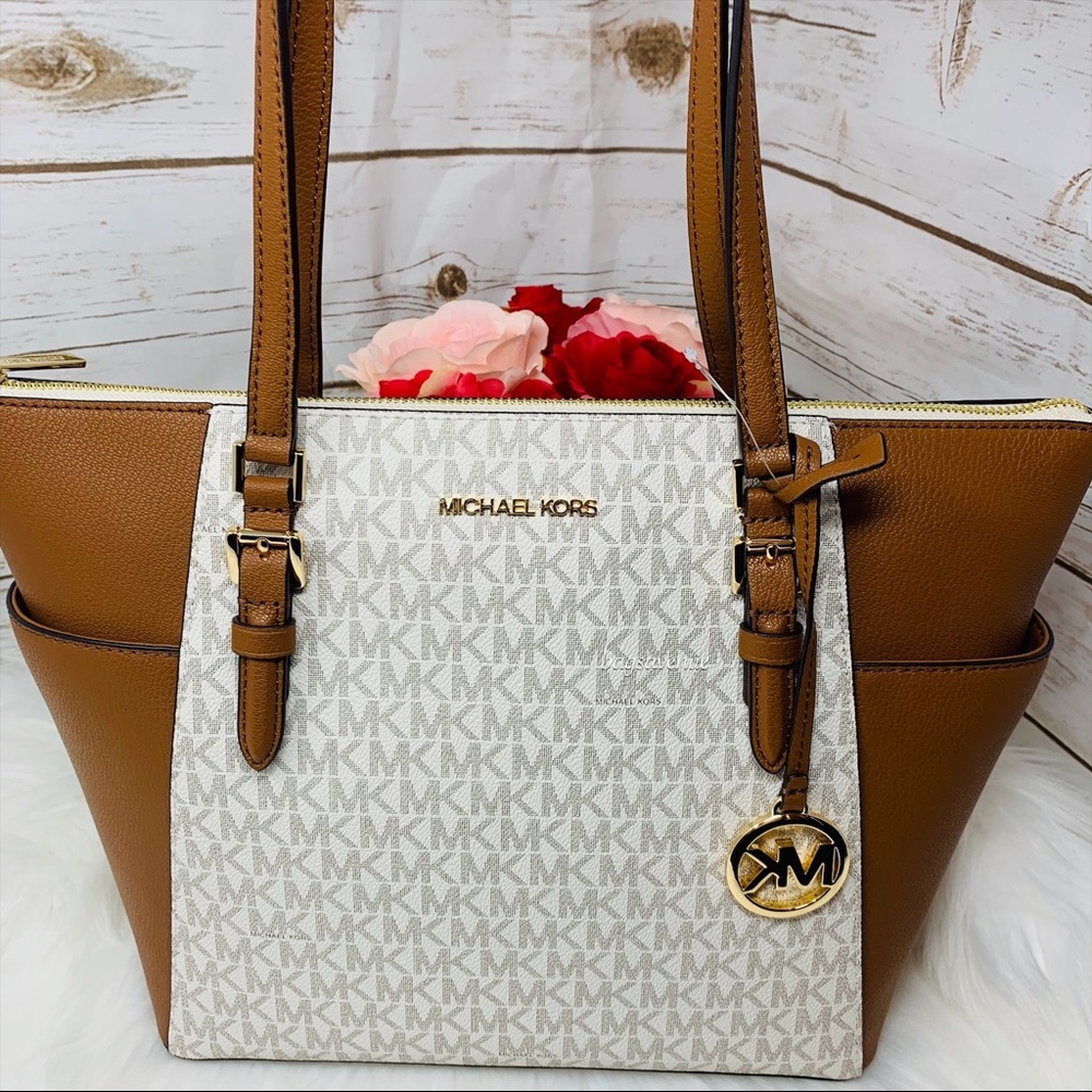 Michael kors large Charlotte tote vanilla white